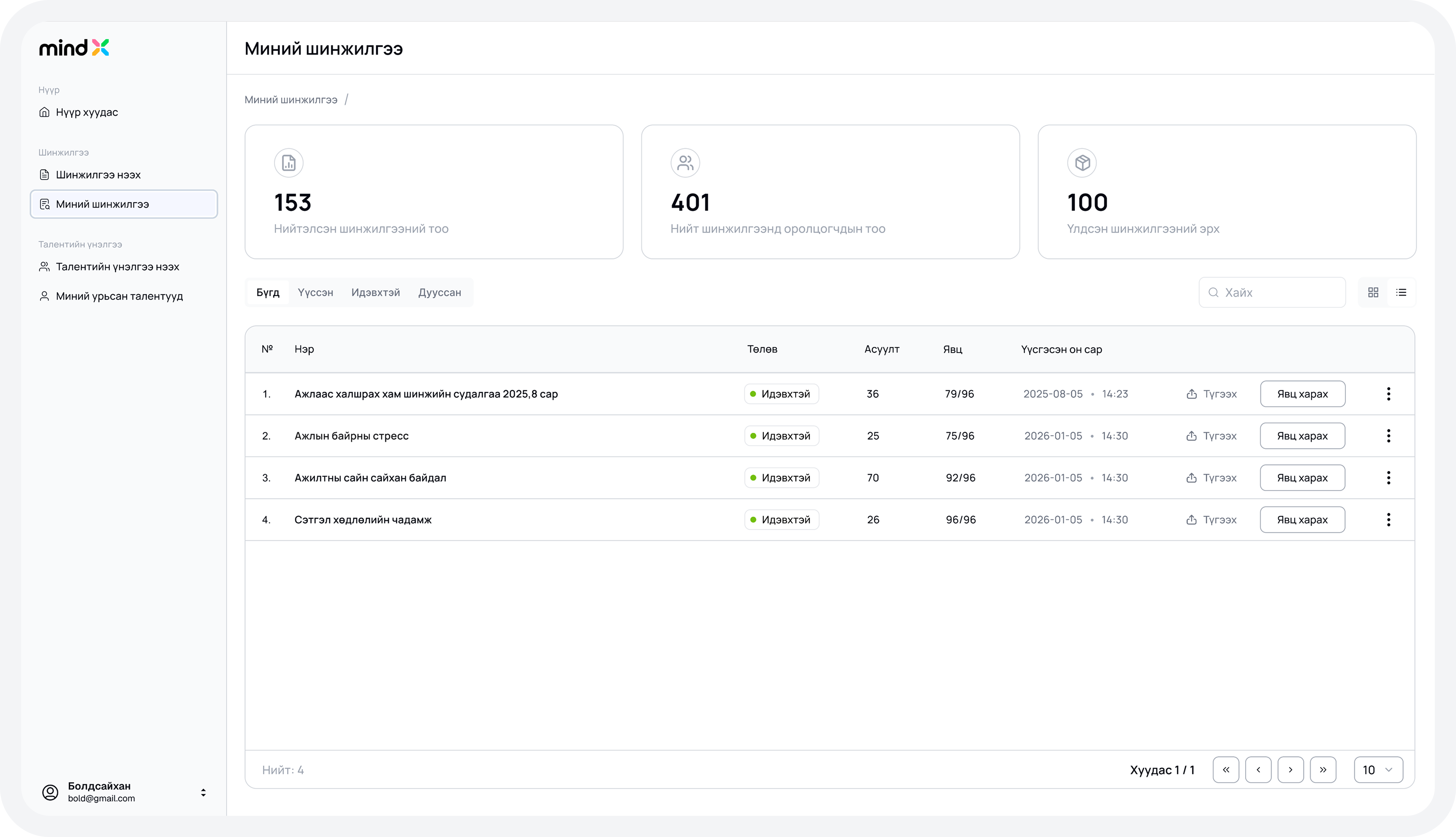 Assessment dashboard